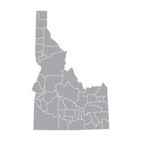 Idaho Grey Administrative Map White Isolated Background vector