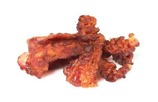 Slices of bacon on white photo