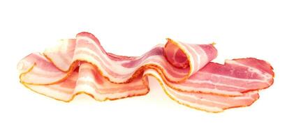 Fresh Sliced Pork Bacon on a white back photo