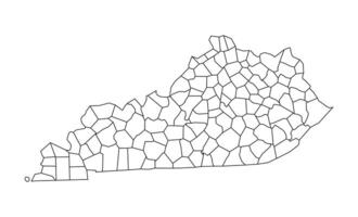 Kentucky Outlines Administrative Map White Isolated Background vector