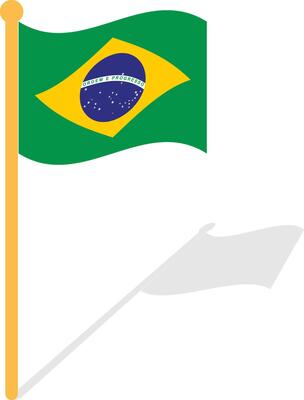 Brazil Flag Pole Flat Shadow Design