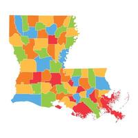 Louisiana Random Flat Color Administrative Map On White Background vector