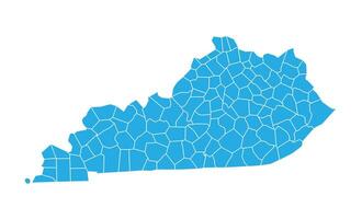 Kentucky Blue Administrative Map White Isolated Background vector