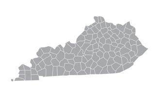 Kentucky Grey Administrative Map White Isolated Background vector