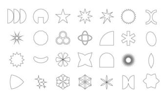 Minimalist Monochrome Geometric Outline Shapes vector