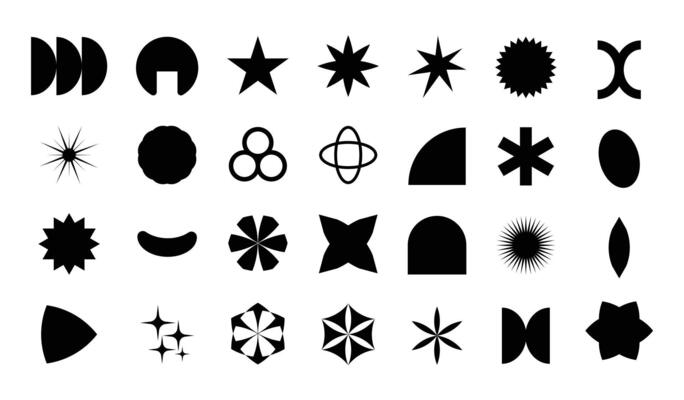 Minimalist black and white geometric design elements
