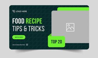 Editable food recipe daily tips and tricks cover banner design, delicious food recipe tips and tricks cover banner design, editable eps 10 file format vector