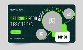 Delicious recipe daily tips and tricks cover banner design, delicious food recipe tips and tricks cover banner design, editable eps 10 file format vector
