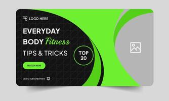 Editable body building creative cover banner template, youtube thumbnail banner design, editable eps 10 file format vector