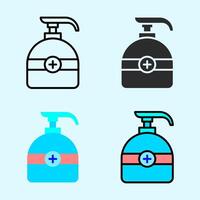 Hand pump bottle with medical cross in bold outline, representing antiseptic use in daily sanitation, ideal for web icons, clinic posters, or hygiene product branding visuals. vector
