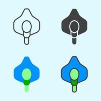 Set of oxygen mask icons in minimal, outline and solid style, representing breathing aid or emergency equipment, ideal for medical infographic or mobile UI. vector
