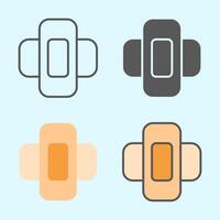 Set of flat bandage icons in pastel and outline style, simple and clean, representing wound care or emergency aid, ideal for health UI, packaging, or infographic. vector
