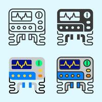 Flat monitor icons with heartbeat line, modern and stylized for ICU or emergency context, ideal for health app interface or medical dashboard. vector