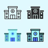 Clean flat icon of hospital buildings with cross symbol, showing medical centers in modern layout, perfect for healthcare infographic or signage. vector