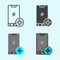 Smartphone icon with cross button symbol, flat style design showing access to medical apps, ideal for UI interfaces, health dashboards, or telemedicine service promotion. vector