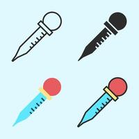 Colorful and clean pipette icon set in flat style, emphasizing lab tool functionality for research or educational science visuals. vector