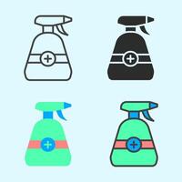 Spray bottle with cross symbol in flat minimal style, showing antiseptic concept with green and red accents, perfect for health posters, product packaging, or sanitation campaign visuals. vector