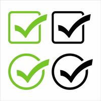 Tick Icons Set Approval, Done, Confirm Symbols in Minimal vector