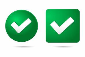 Check Mark Button Green Circle and Square Confirmation Icon vector