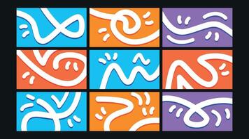 Playful Spiral and Scribble Line Background Set vector
