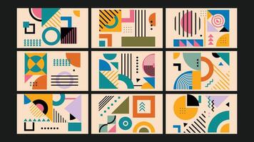 Vibrant Abstract Geometric Background Set vector