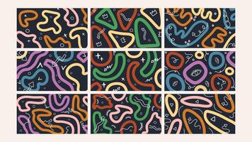 Neon Style Abstract Doodle Background Set vector