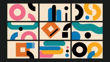 Retro Abstract with Playful Shapes Background Set vector