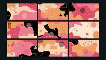 Abstract Retro Memphis Background Set vector