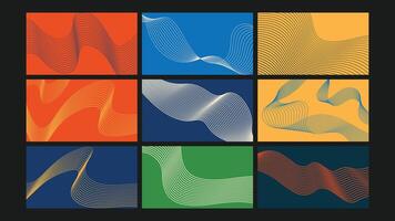 Vibrant Wave Lines on Multicolor Backgrounds Set vector