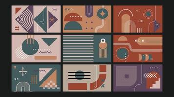 Abstract Retro Geometry Background Set vector