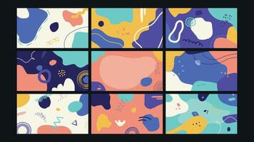 Vibrant Abstract Memphis Background Set vector