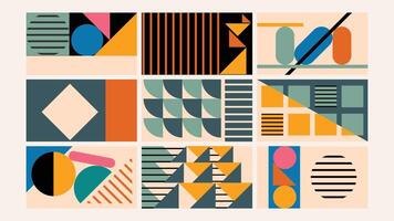 Retro Geometric Abstract Background Set vector