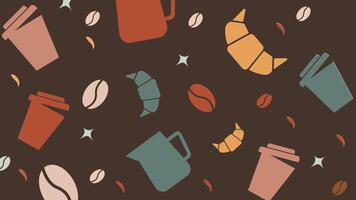 Coffee To-Go Cups and Croissants Background vector