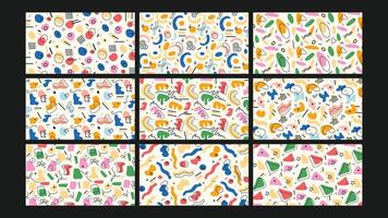 Retro Memphis Style Abstract Background Set vector