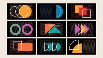 Retro Geometric Zigzag Abstract Art Background Set vector