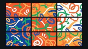 Bold Curved Doodle Lines Background Set vector