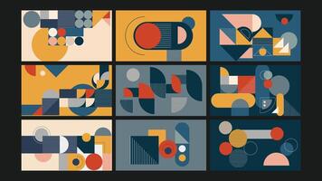 Retro Geometric Abstract Art Background Set vector