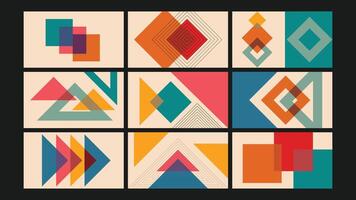 Colorful Triangle Geometric Overlay Background Set vector