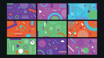 Neon Memphis Style Background Set vector