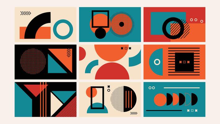 Bold Geometric Abstract Art Background Set