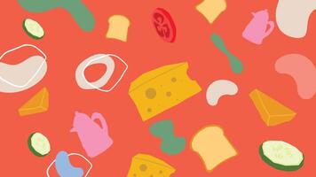 Cheese and toast breakfast elements background vector