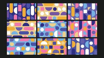 Retro Abstract Colorful Shape Background Set vector