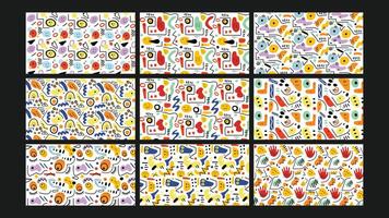 Vibrant Abstract Drawing Background Set vector