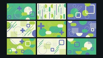 Minimal Geometric Neon Green Background Set vector