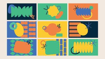 Creative Abstract Block Layout Background Set vector