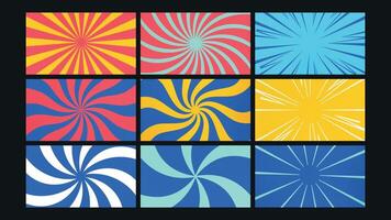 Optical Illusion Style Lines Background Set vector