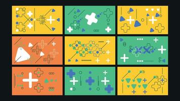 Colorful Abstract Shapes Triangle Background Set vector