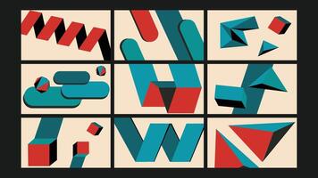 Colorful 3D Abstract Geometric Background Set vector