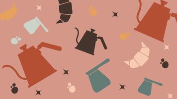 Gooseneck Kettles and Croissants Background vector