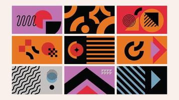 Bold Abstract Geometric Background Set vector